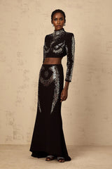 Costanza Top & Skirt Set Sequin Embellished Train Design