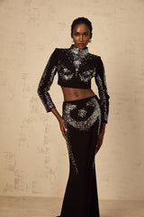 Costanza Top & Skirt Set Sequin Embellished Train Design