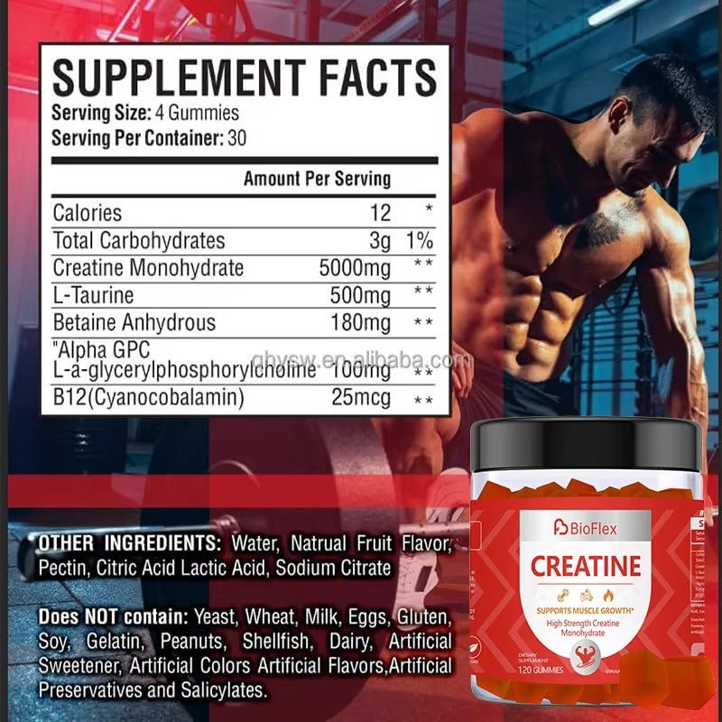Creatine Monohydrate Gummies – 5000mg Pre - Workout Energy Boost (120 Gummies)