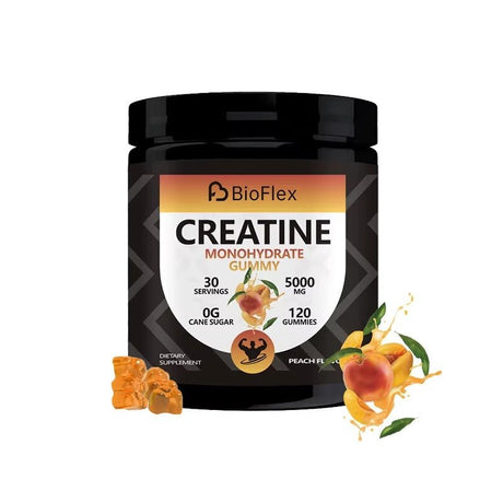 Creatine Monohydrate Gummies – 5000mg Pre - Workout Energy Boost (120 Gummies, Peach Flavor)