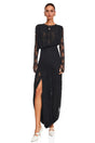 Cressida Black Long Sleeve Lace Maxi Dress with Slit