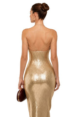 Cressida Gold Sparkly Embellished Maxi Dress