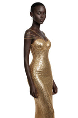 Cressida Gold Sparkly Embellished Maxi Dress