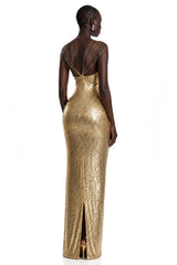 Cressida Gold Sparkly Embellished Maxi Dress