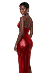 Cressida Red Sparkly Embellished Maxi Dress