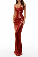 Cressida Red Sparkly Embellished Maxi Dress