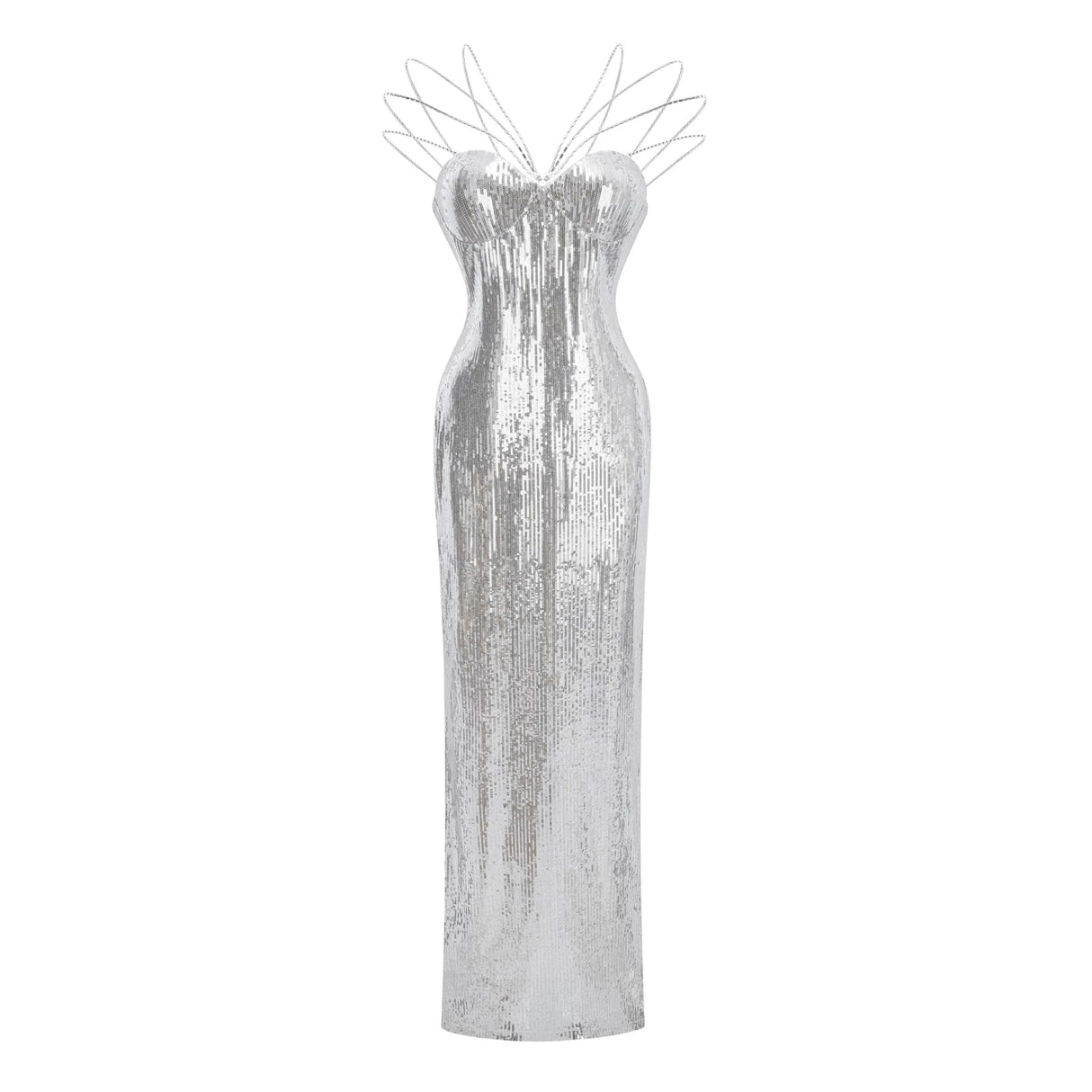 Cressida Silver Sparkly Embellished Maxi Dress