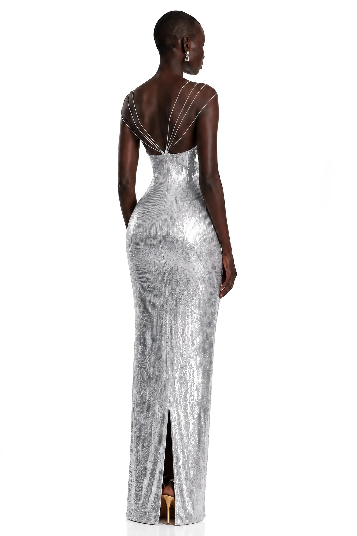 Cressida Silver Sparkly Embellished Maxi Dress