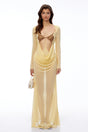 Cressida Yellow CutOut SemiSheer Fishtail Maxi Dress