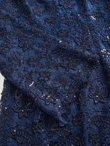 Cristina Midi Dress - V Neckline - Flared Hem - High Waist - Contrast Sequin - Sheer Split