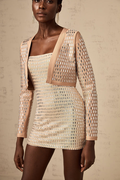 Cropped jacket with studs embellishment named Ubalda