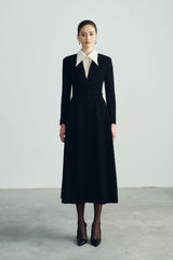 Chloe A Line Collared Midi Dress – Detachable Waist Belt – Smooth Lined Fit