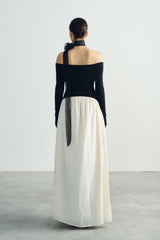 Sofia Off Shoulder Maxi Dress – Adjustable Neckline – Soft Stretch Fit