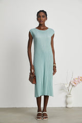Cynthia Dress & Coat - Long Sleeve Faux - Flower Design - Elasticated Cuffs - Pleated Midi Dress