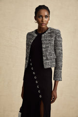 Cynthia Jacket - Tweed Boucl - Round Neck - Flap Pockets - Front Fastening