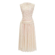 Cynthia Neutrals 3D Petal Textured Midi Dress