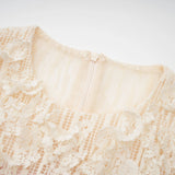 Cynthia Neutrals 3D Petal Textured Midi Dress