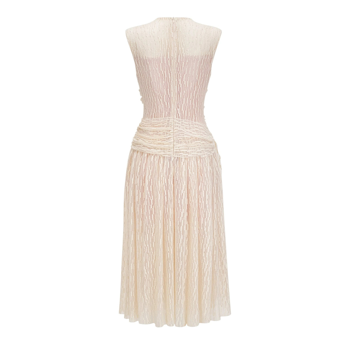 Cynthia Neutrals 3D Petal Textured Midi Dress