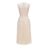 Cynthia Neutrals 3D Petal Textured Midi Dress