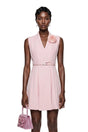 Cyprian Pink Sleeveless Mini Dress with 3D Florals