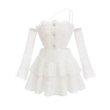 Cyrielle corded lace tiered mini dress