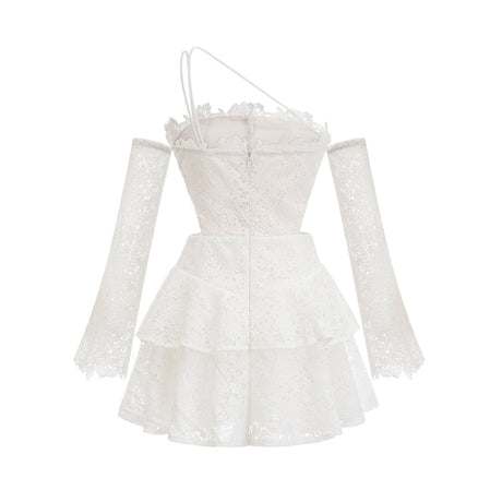 Cyrielle corded lace tiered mini dress