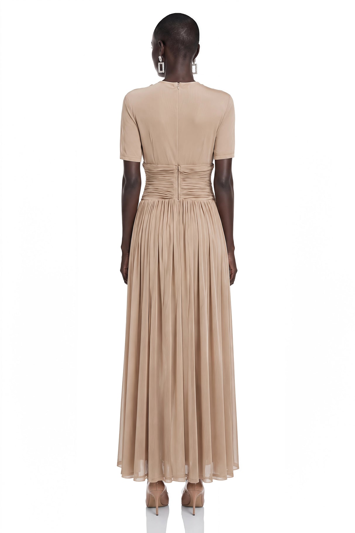 Cyrielle Light Khaki Chiffon Wrap Maxi Dress
