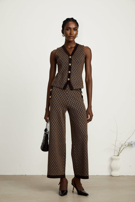 Cyrielle monogramjacquard top  trousers matching set