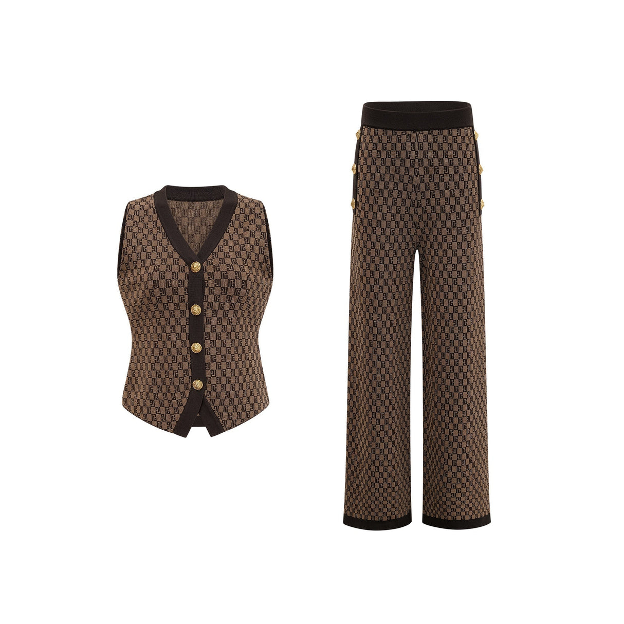 Cyrielle monogramjacquard top  trousers matching set