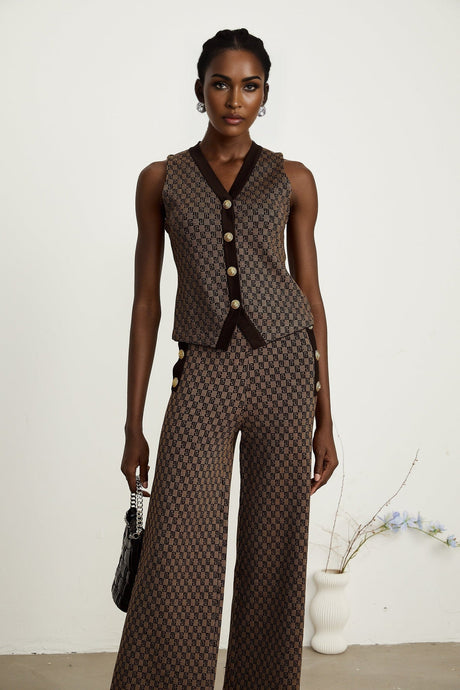 Cyrielle monogramjacquard top  trousers matching set