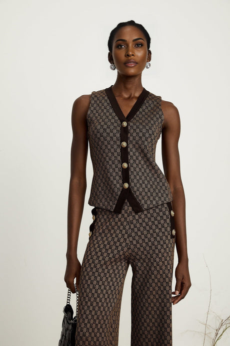 Cyrielle monogramjacquard top  trousers matching set