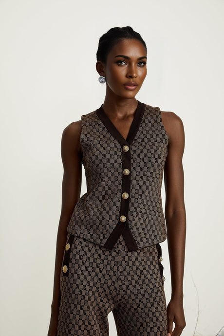 Cyrielle monogramjacquard top  trousers matching set