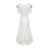 Cyrielle ribbondetail puffsleeve maxi dress