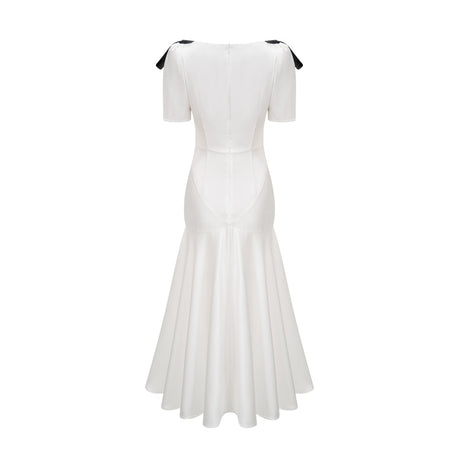 Cyrielle ribbondetail puffsleeve maxi dress