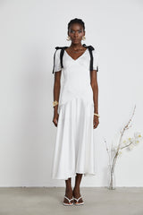 Cyrielle ribbondetail puffsleeve maxi dress