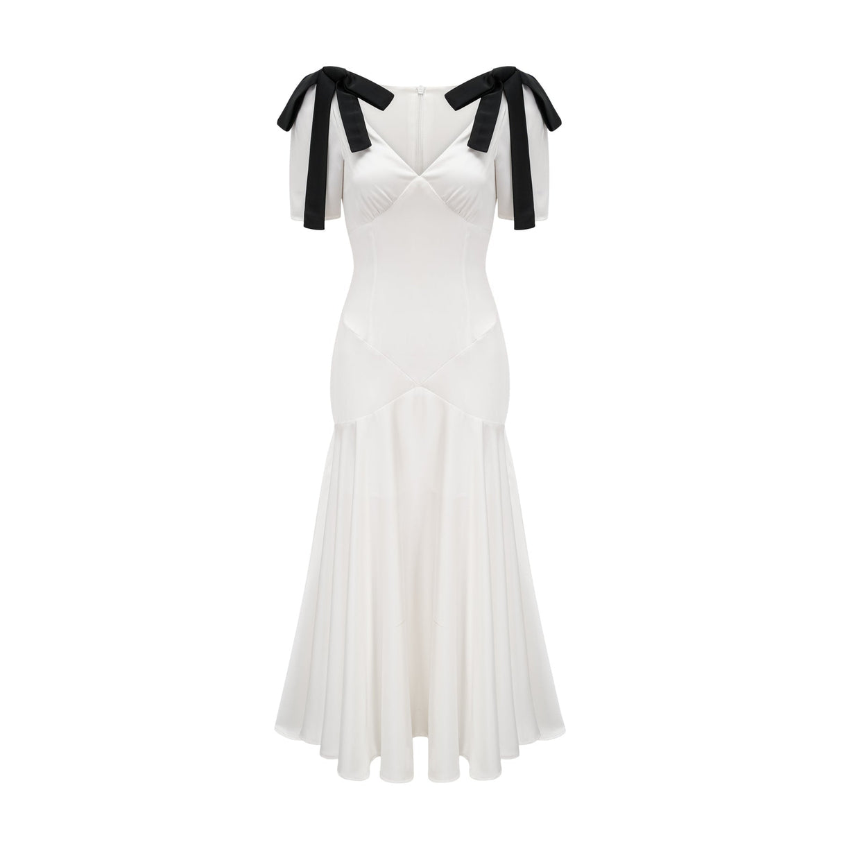 Cyrielle ribbondetail puffsleeve maxi dress