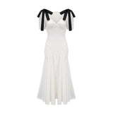 Cyrielle ribbondetail puffsleeve maxi dress