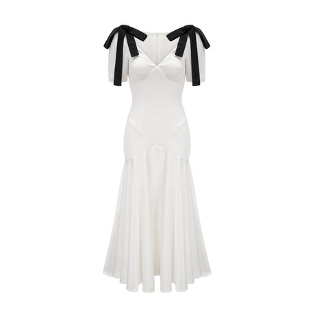 Cyrielle ribbondetail puffsleeve maxi dress