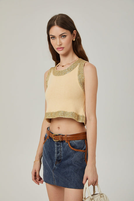 Cyrielle wool sequined embellished vest top