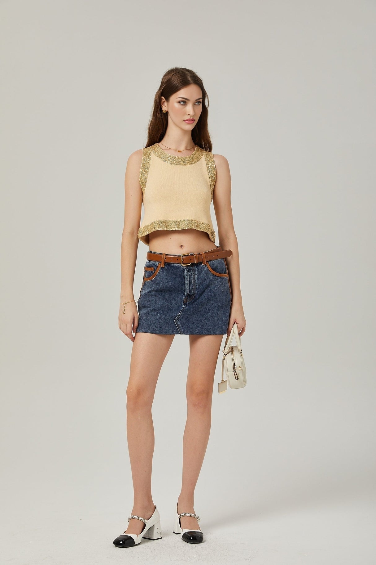 Cyrielle wool sequined embellished vest top