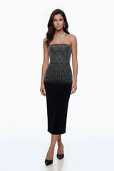 Daisy Black Rhinestone Midi Dress