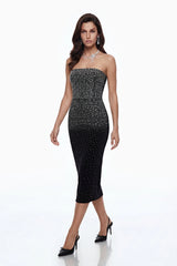 Daisy Black Rhinestone Midi Dress