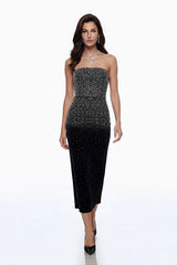 Daisy Black Rhinestone Midi Dress