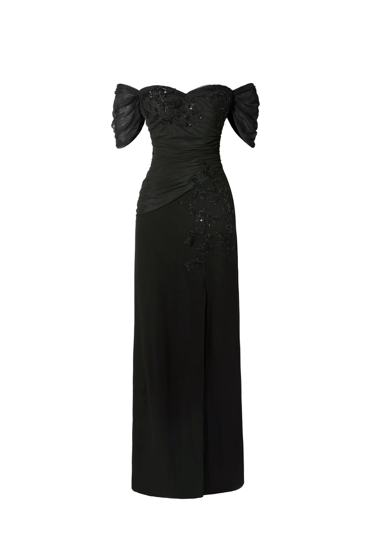 Dakota Black Off-Shoulder Maxi Gown with Embellishments