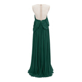 Dalila Green Backless Asymmetrical Ruched Maxi Dress