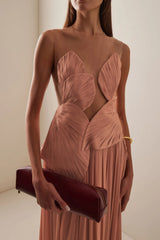 Dalila Pink Backless Asymmetrical Ruched Maxi Dress
