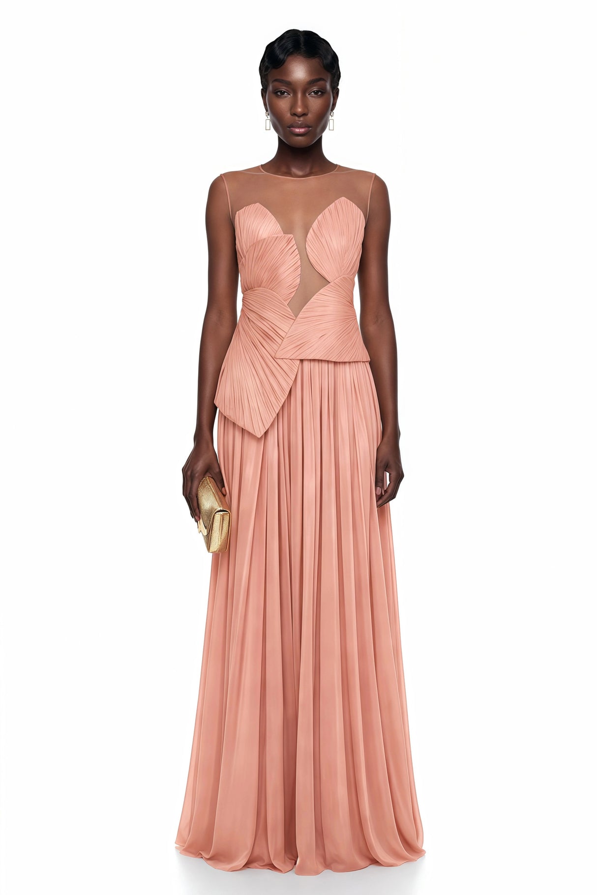 Dalila Pink Backless Asymmetrical Ruched Maxi Dress