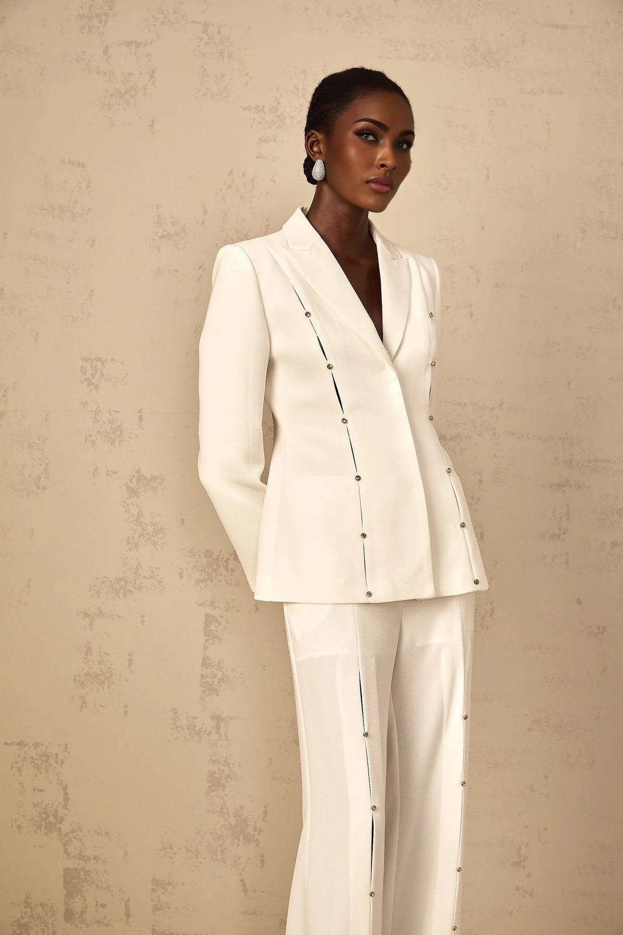 Dallas Blazer & Trousers Set Rhinestone & Wide Leg