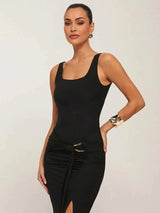 Dallas Maxi Dress - Refined Style - High Stretch Fabric - Slim Fit - Sleeveless - Square Neck Neckline - Wedding Occasion - Premium Quality