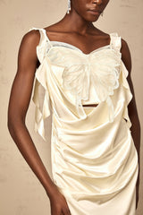 Dallas Mini Dress – Satin Finish – Sleeveless – Butterfly Appliqué